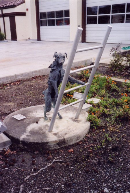 One of Lori Kay's sculptures, titled Flight IV, installed at a Fremont fire station.