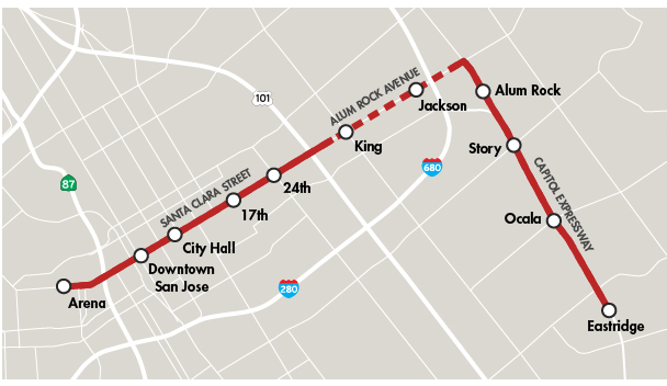 The new rapid bus route will connect San Jose's East Side to downtown.