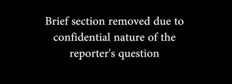 This screenshot shows the redacted portion of an interview with Santa Clara Valley Water District CEO Beau Goldie.