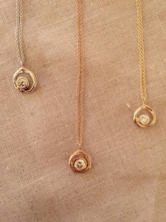 Necklaces made by Christine Guibara using Diamond Foundry gems.