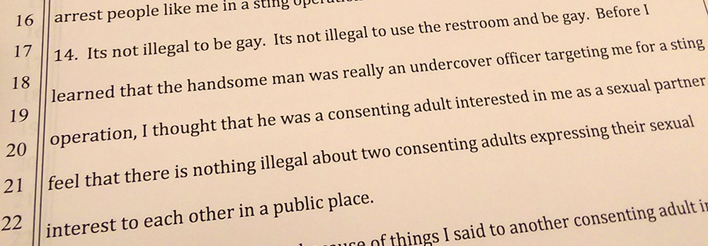 In an affidavit, Clay Morgan Parks recounts his arrest.