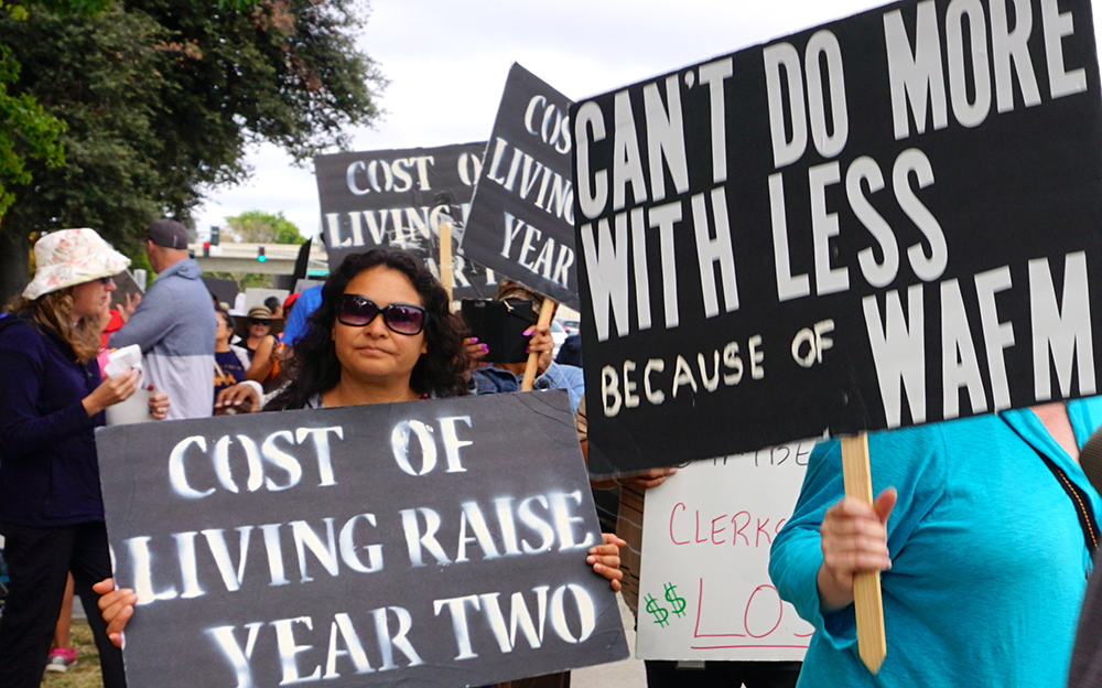 Hundreds of court employees protested on Tuesday, day five of the strike. (Photo by Jennifer Wadsworth)