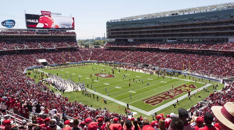 The future of Levi’s Stadium is in jeopardy after the city of Santa Clara sent the 49ers’ management company a 30-day notice for breach of contract. (Jim Bahn via Wikimedia Commons)