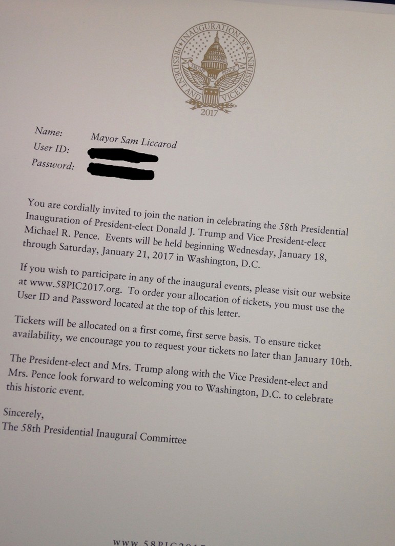 Donald Trump’s inauguration committee misspelled San Jose Mayor Sam Liccardo’s name on his invite.