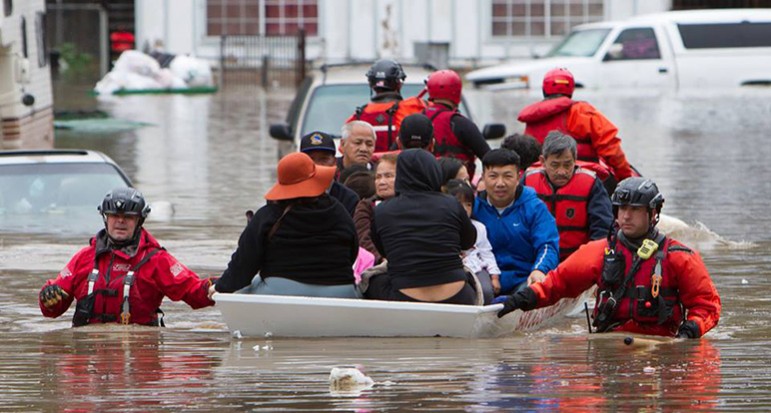 Floods on Feb. 21 forced emergency evacuations throughout the South Bay. (Photo by Craig Allyn Rose, via Friends of San Jose Firefighters)