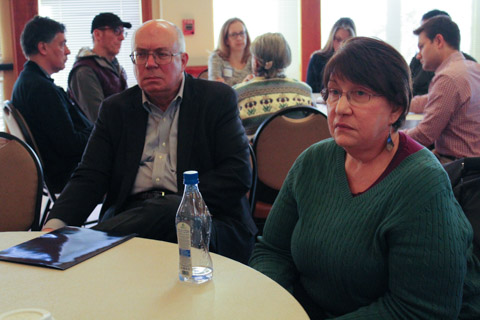 Supervisor Joe Simitian (left) was one of several public officials to join the first stop in the 10-event listening series. 